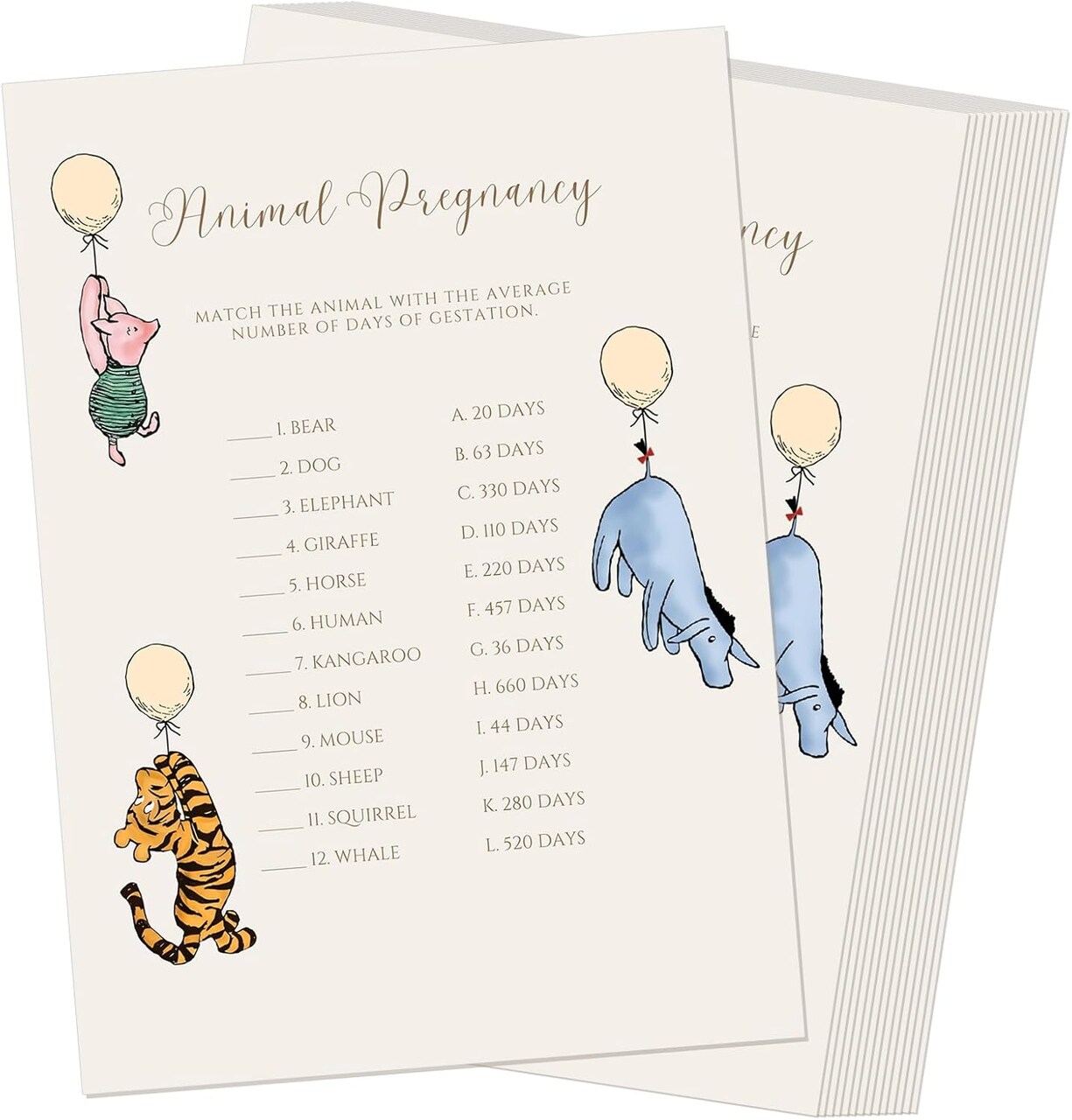 Classic Winnie Baby Shower Game Cards Party Favors Decorations Supplies & Activities